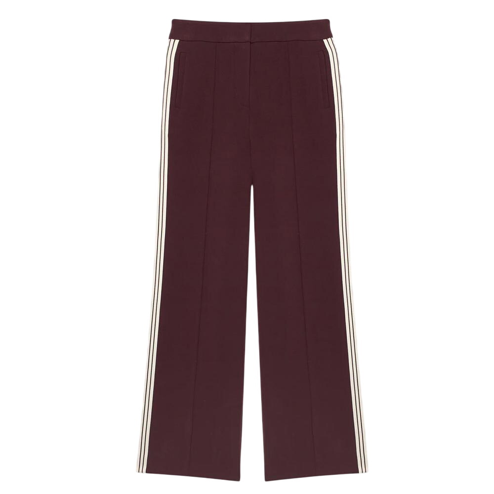 Mint Velvet Burgundy Contrast Side Stripe Trousers
